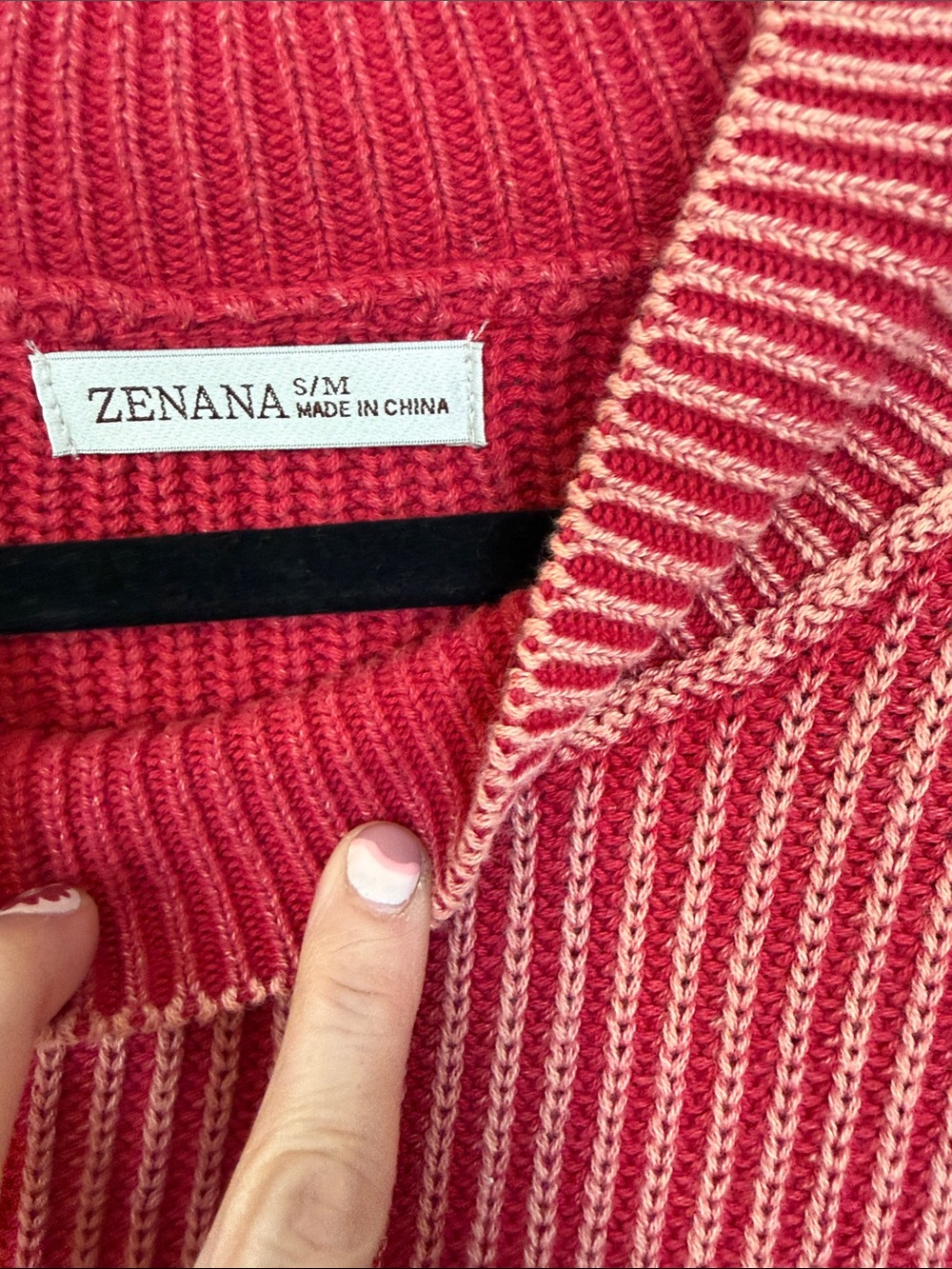 Zenana Outfitters Mineral washed Red Ribbed Crewneck Sweater - Picture 4 of 12